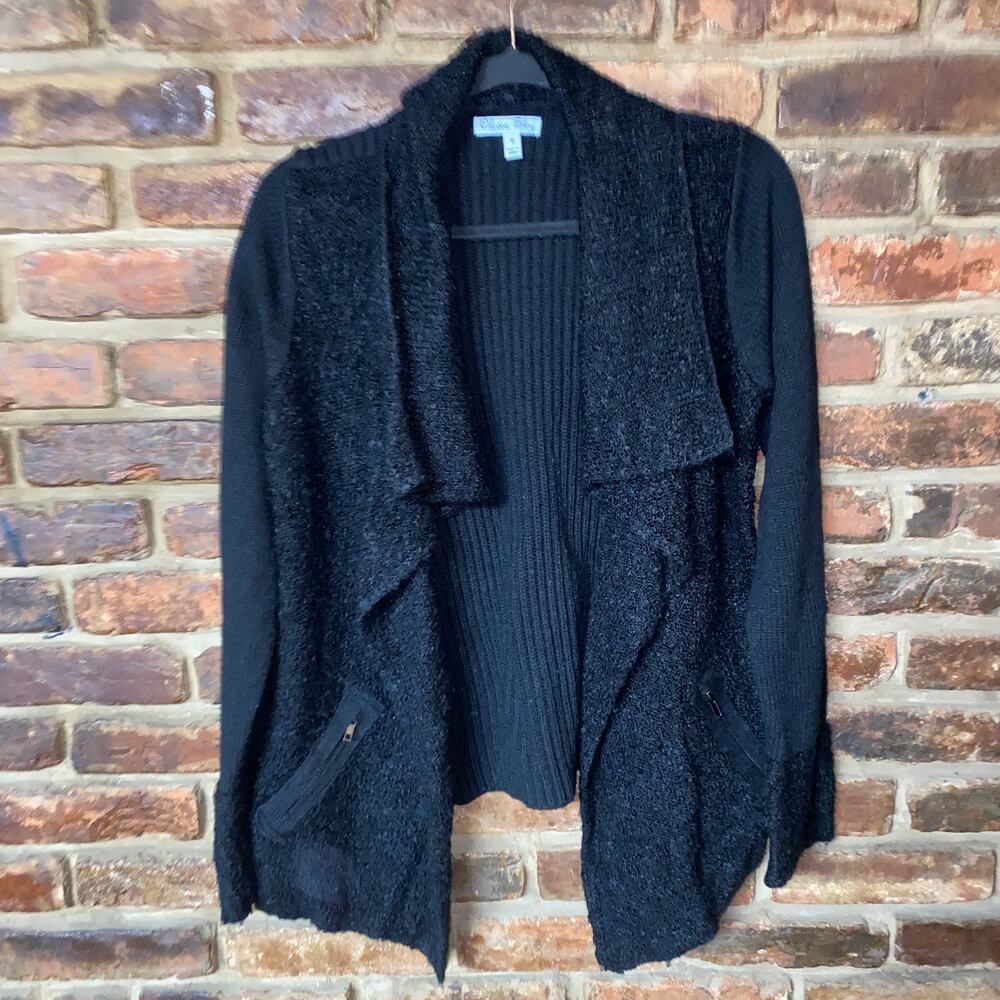 Olivia Sky Black Open Front Cardigan Sweater Women's Size Medium